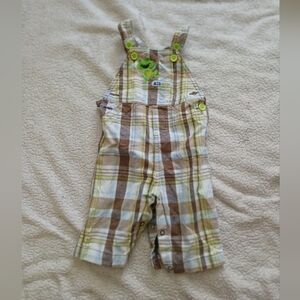Carter's Plaid Overalls - Brown and Green